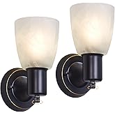 Wall Sconces Set of 2, Matte Black Vanity Lights for Bathroom, Modern Wall Light Fixtures with Rotary Switch, Wall Mount Ligh
