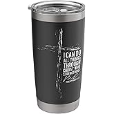 Christian Verse Philippians 4:13 Cross Coffee Tumbler 20 oz Stainless Steel Insulated Tumbler