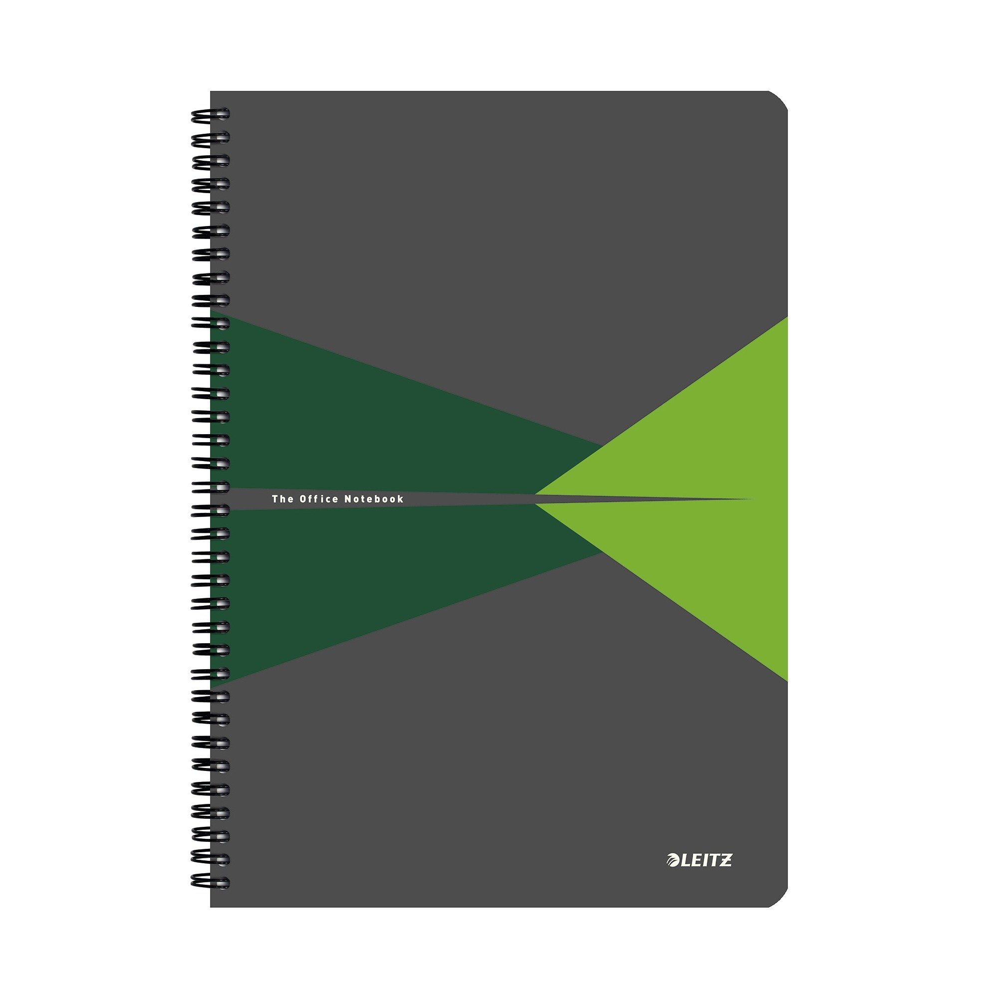 Leitz A4 Stiff Cover Notebook, Green (Wire Bound, 90 Sheets, Ruled, 1 Bookmark, 90 gsm Ivory Paper, Office Range)