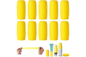 NELSHP 10Pack Travel Bottle Covers for Toiletries,Silicone Sleeves for Travel Size Container,Stretching Travel Toiletries Accessories for Shampoo Lotion Conditioner (Yellow)
