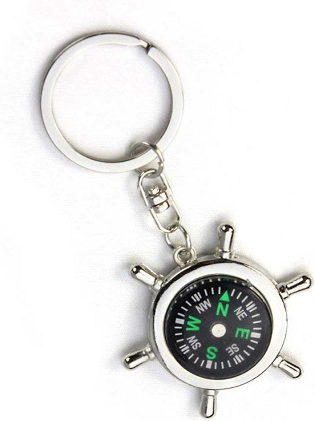 RainSound Metal Navigation Wheel Compass Keychain Keyring