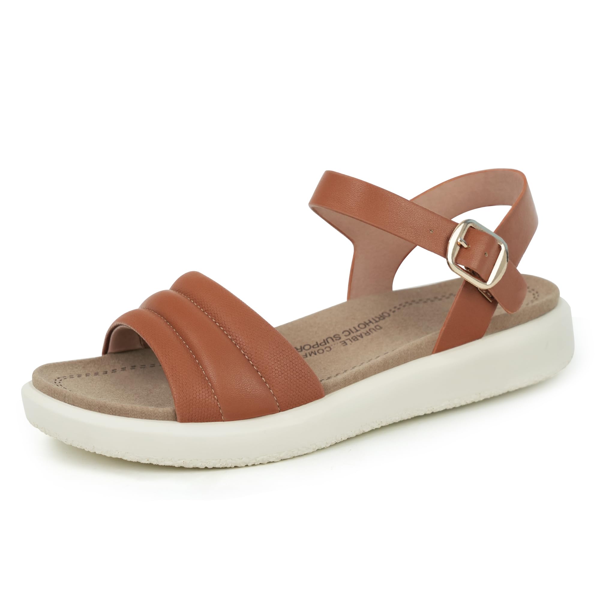 Photo 1 of ORTOREX Women's Arch Support Orthopedic Walking Sandals - Comfortable Brown Sandals (7)