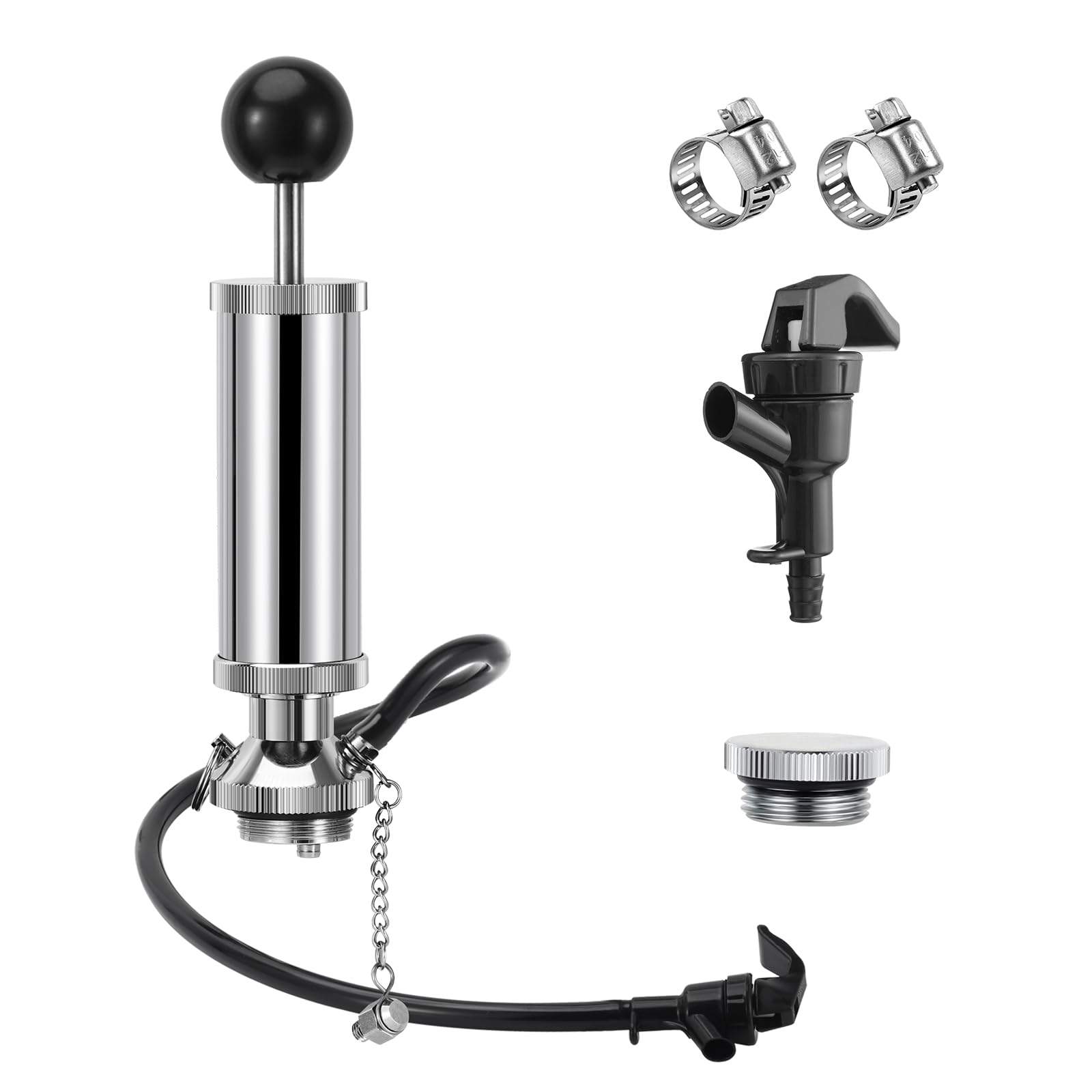 Photo 1 of 4" Threaded Keg Pump Tap - Mini Keg Dispenser, Mini Beer Keg Growler Tap Kit, Portable Picnic Beer Tap for Home Bar, Party Beer Hand Pump with Beer Hose, 2 Beer Faucet and 2 Hose Clamps
