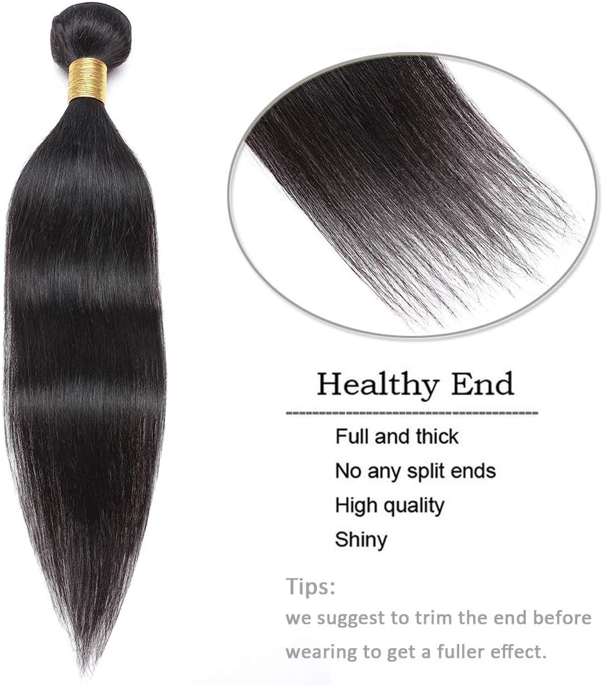 Elailite Human Hair Weave Bundles Hair Extensions Real Human Hair Straight 1 Bundle 100g - #1B Natural Black - 26 Inch - Image 5