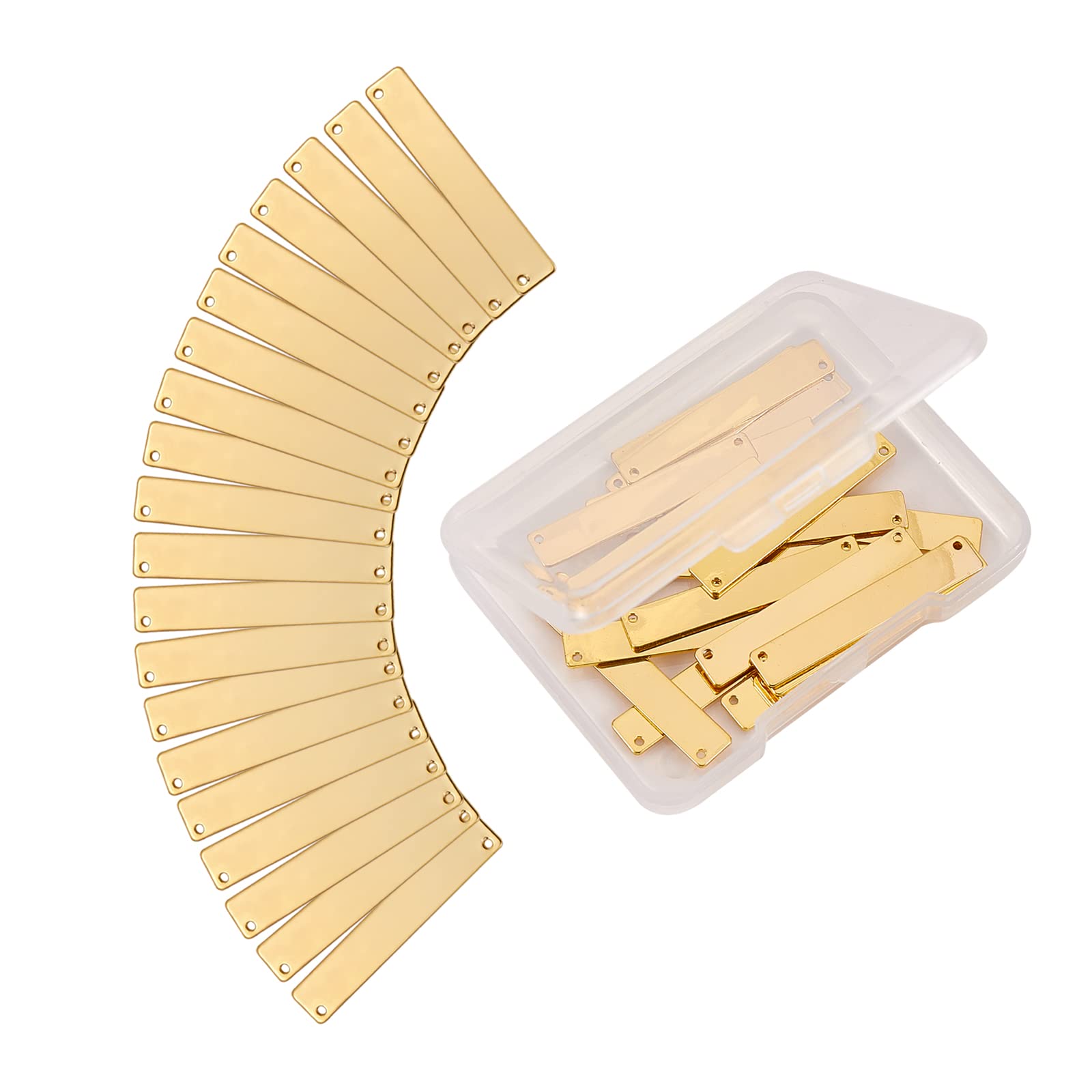BEEFLYING 20Pcs Rectangle Stamping Blank Tags Smooth Brass Charms Golden Pendants for DIY Bracelet Necklace Jewellery Making Accessories Arts Crafts Home Decoration, Gold
