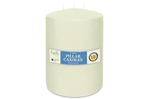 HYOOLA Ivory Three Wick Large Candle - 4.75 x 8 Inch - Unscented Big Pillar Candles - 120 Hour - European Made