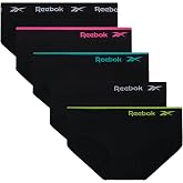 Reebok Womens Hipster Panties 5 Pack Soft Stretch Underwear for Women | Moisture wicking hipster briefs with a tagless relaxed waistband Soft stretch fabric with a smooth, barely-there fit all day.