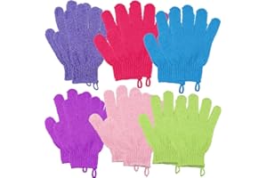 12 Pcs Exfoliating Shower Bath Gloves, Body Scrub Dead Skin Remover Soft for Men Women Spa Massage (6 Pairs-A)