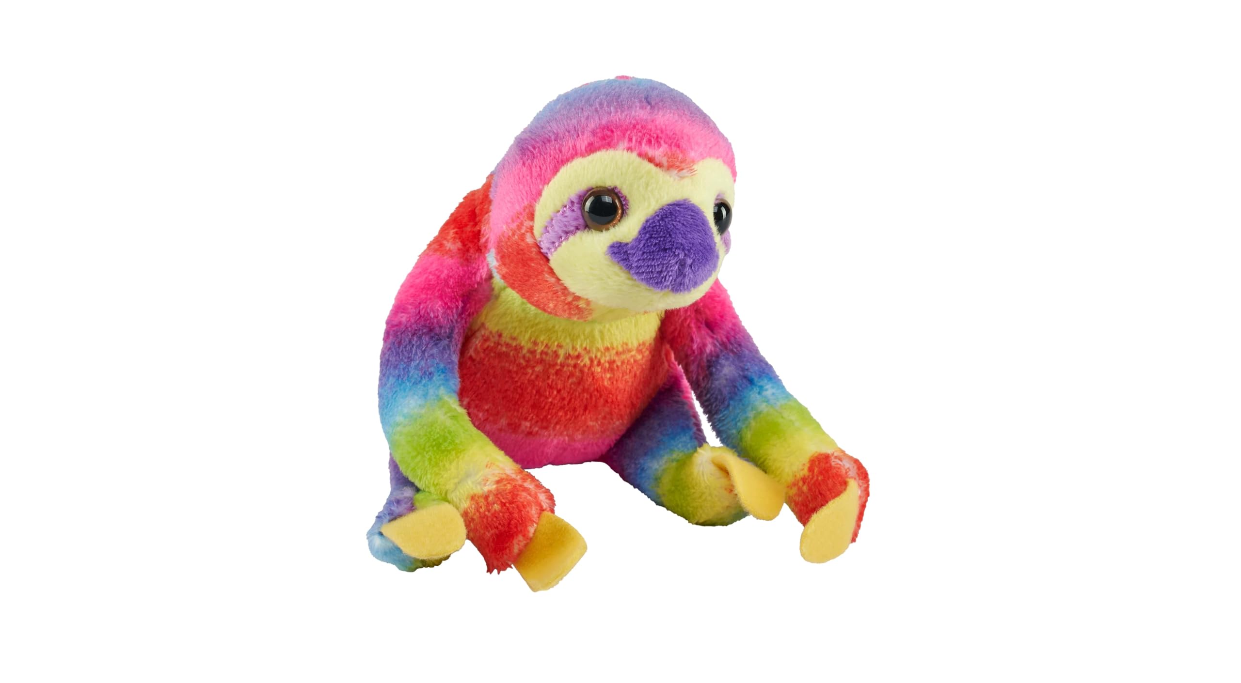 Wild Republic Pocketkins Eco Rainbow Sloth, Stuffed Animal, 5 Inches, Plush Toy, Made from Recycled Materials, Eco Friendly