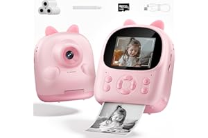 MANDIZZA Instant Print Camera Gifts for Smart Kids, Kids Camera for 2026 Near Year Birthday Gifts for Girls Boys Age 1-17 years old, Digital Toddler Cameras for Cool Potable Travel Toy with 3 Rolls Paper, Pink