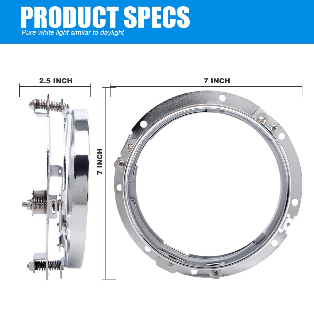 DOT 75w 7 Inch Round LED Headlight Projector Light Bulb DRL Headlamp W