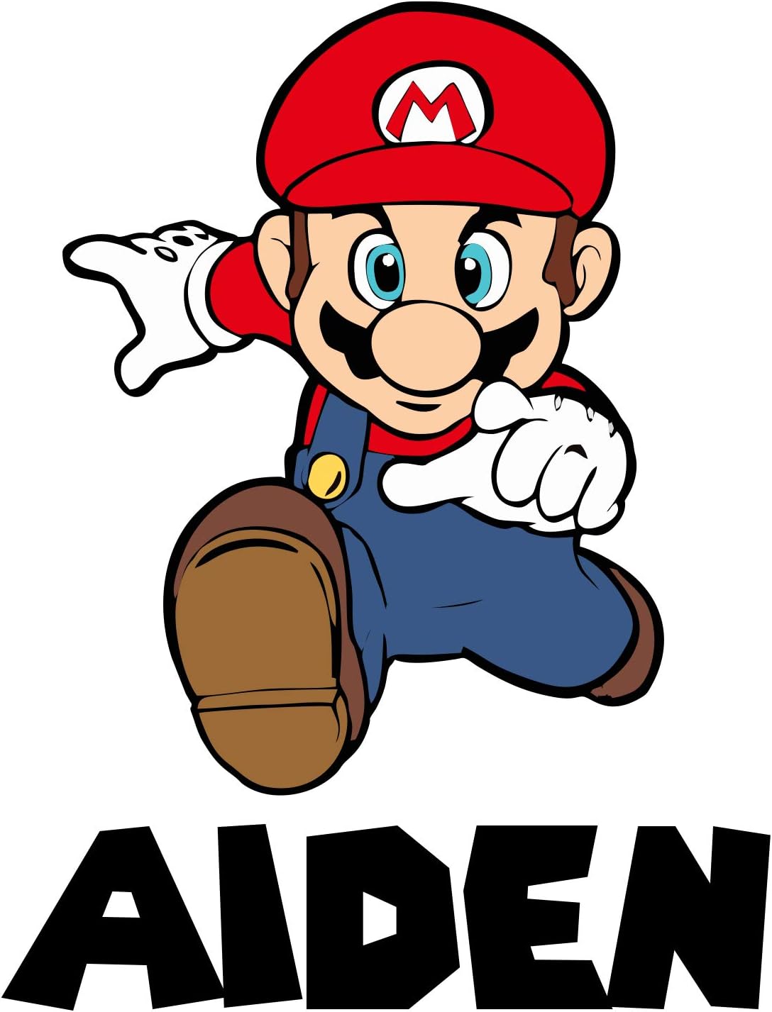 Custom Name Wall Decals Kids Bedroom Wall Decor Mario Wall Art Super Boys Mural Decal Gift Super Vinyl Wall Stickers Removable (20"H x 15"W inches)