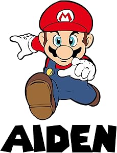 Custom Name Wall Decals Kids Bedroom Wall Decor Mario Wall Art Super Boys Mural Decal Gift Super Vinyl Wall Stickers Removable (20"H x 15"W inches)