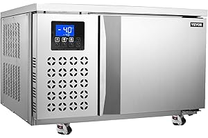 VEVOR 80 L Blast Chiller, 3 Trays Commercial Flash Freezers, <-31~68°F> 4 Modes Chest Shock Frozen, 304 Stainless Steel Flash Freezer, 360° De-frost Blast Chiller with Casters for Seafood, Ice Cream