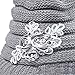 Women's Cable Knit Newsboy Visor Cap Hat with Sequined Flower, Grey, One Size