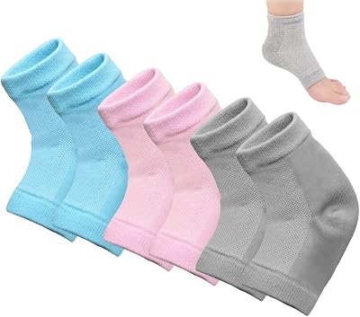 kuou 3 Pairs Gel Heel Socks Soft Moisturizing Moisture Day Night Care