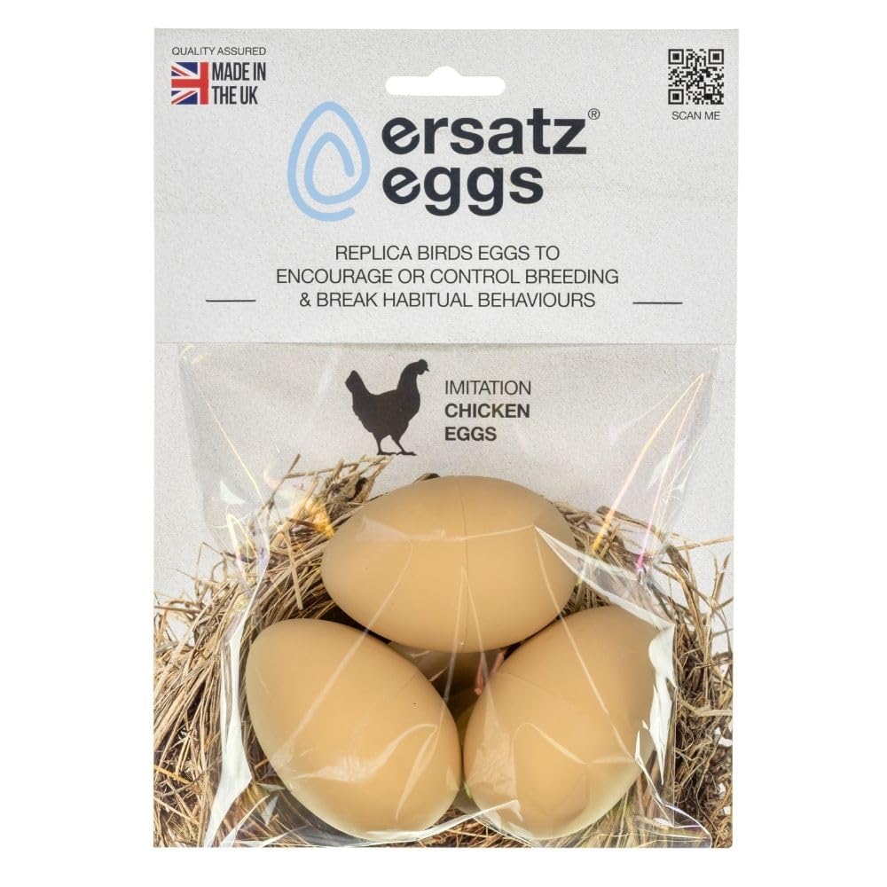 ersatz eggs – Realistic Fake Chicken/Poultry Eggs – Weighted Artifical Dummy Eggs for Nest Boxes – Encourages Laying & Prevents Egg Eating – Perfect for Chicken Coops (Pk of 3)