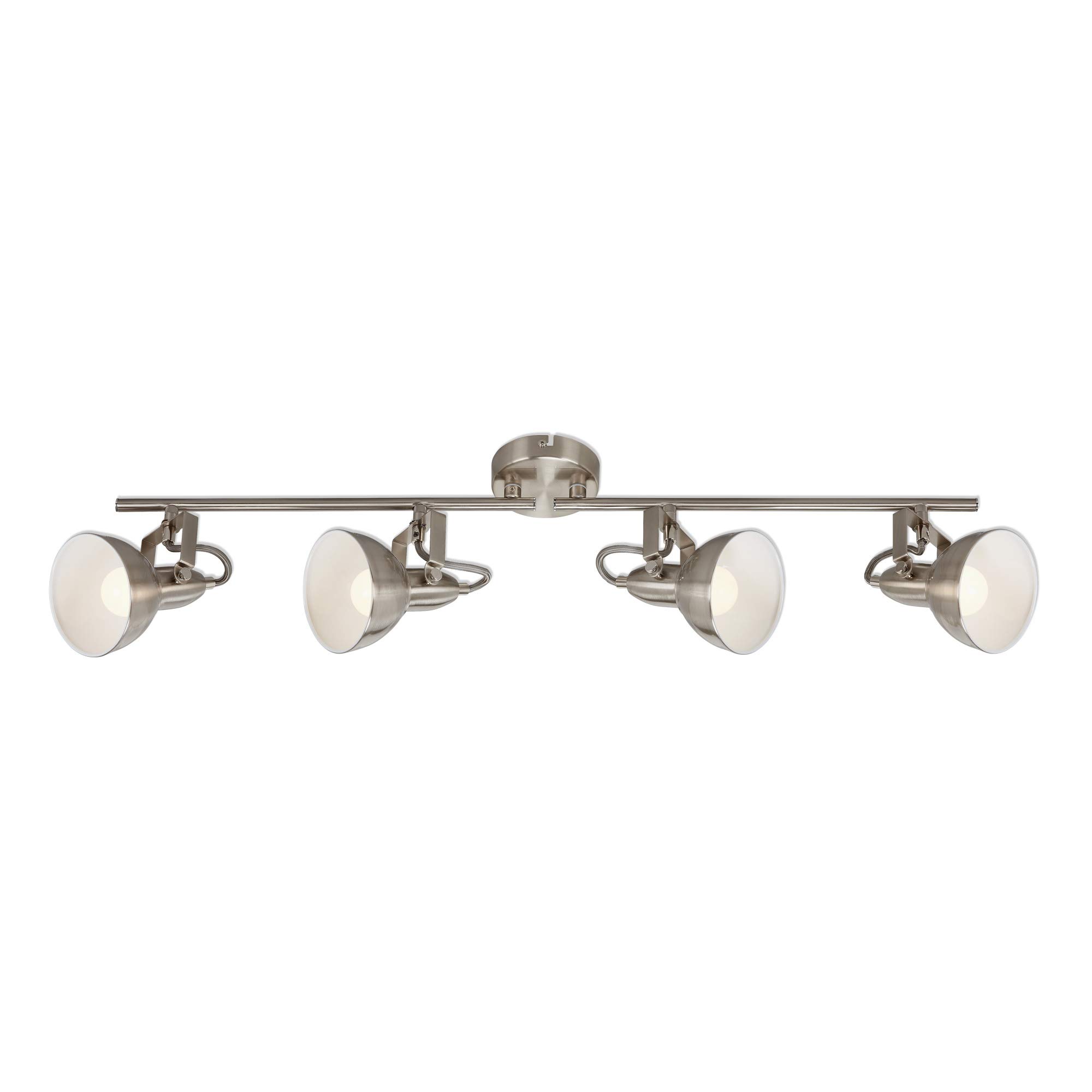BRILONER Leuchten – Ceiling Light, 4-Bulb Spotlight, can Pivot and Rotate, Retro/Vintage, 4 x E14, 40 Watts, Metal, Satin-White, 790x190mm (LxH)