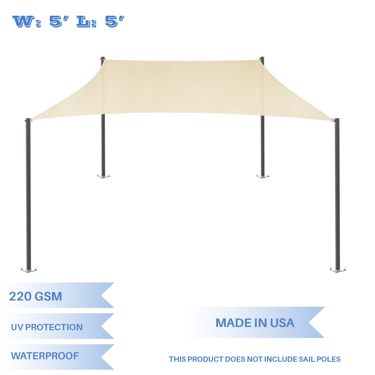 Amazoncom EK Sunrise 5 X 5 Waterproof Sun Shade Sail Beige