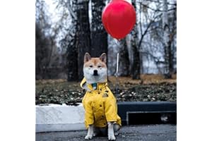 JizahPET Dog Raincoat,Zip Up & Button Closed Design,Waterproof and Windproof Portable Dog Rain Jacket,with Hood and Adjustable Drawstring Dog Fans Trend Raincoat (Yellow, Medium)