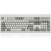 Perixx PERIBOARD-106M, Wired Performance Full-Size USB Keyboard, Curved Ergonomic Keys, Classic Retro Gray/White Color, US En