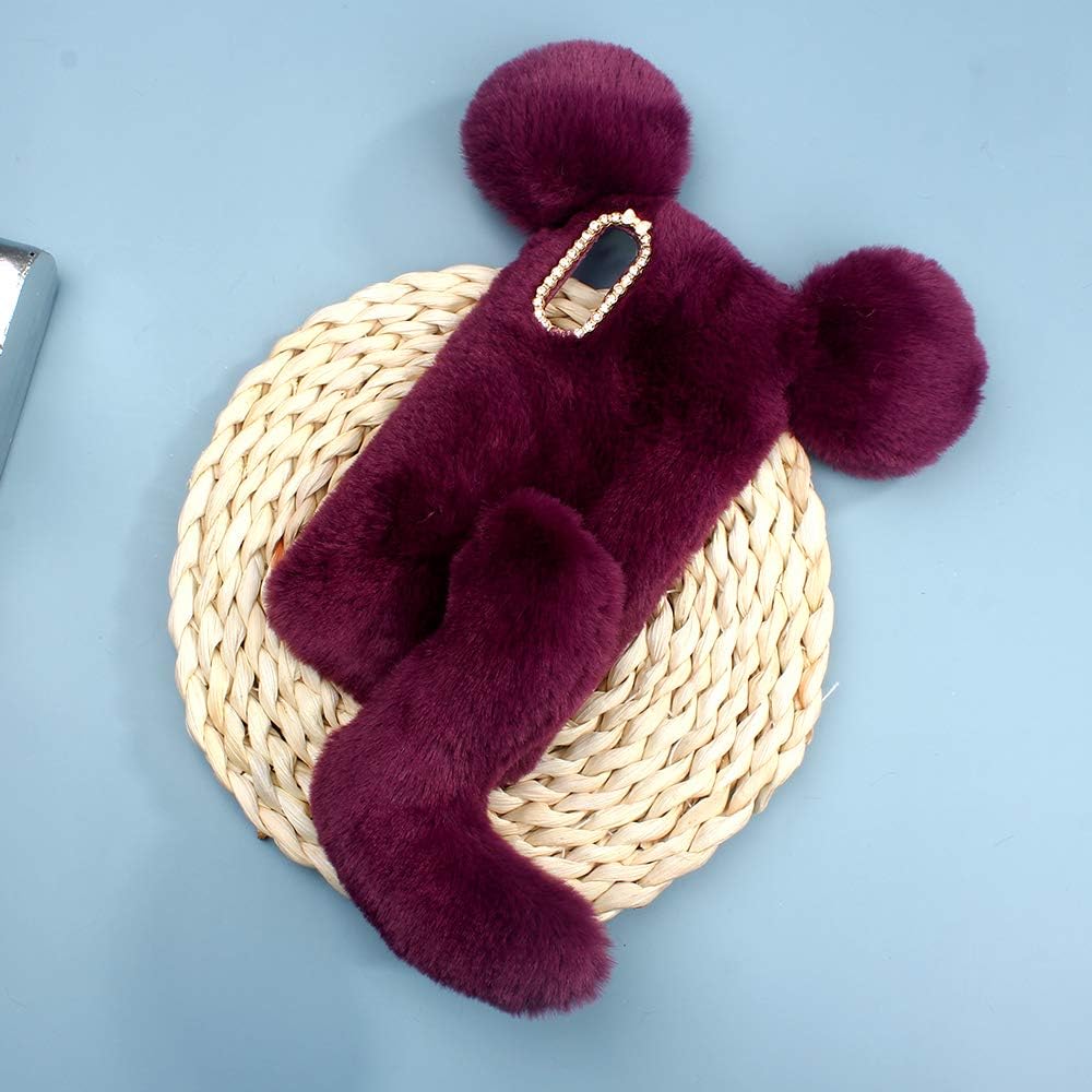 King phone Plush Mouse Case for Samsung Galaxy A10 / M10 Fluffy Mouse Ears Tail Cover Fashion Cute Luxury Case Super Soft Warm Furry Mouse Shockproof Shell - Purple