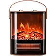 ROVSUN 1500W Electric Fireplace Stove with Realistic Flame Effect, 16''H Portable Freestanding Tabletop Mini Heater with 4 Heat Settings & Overheat Protection for Indoor Home Bedroom Office