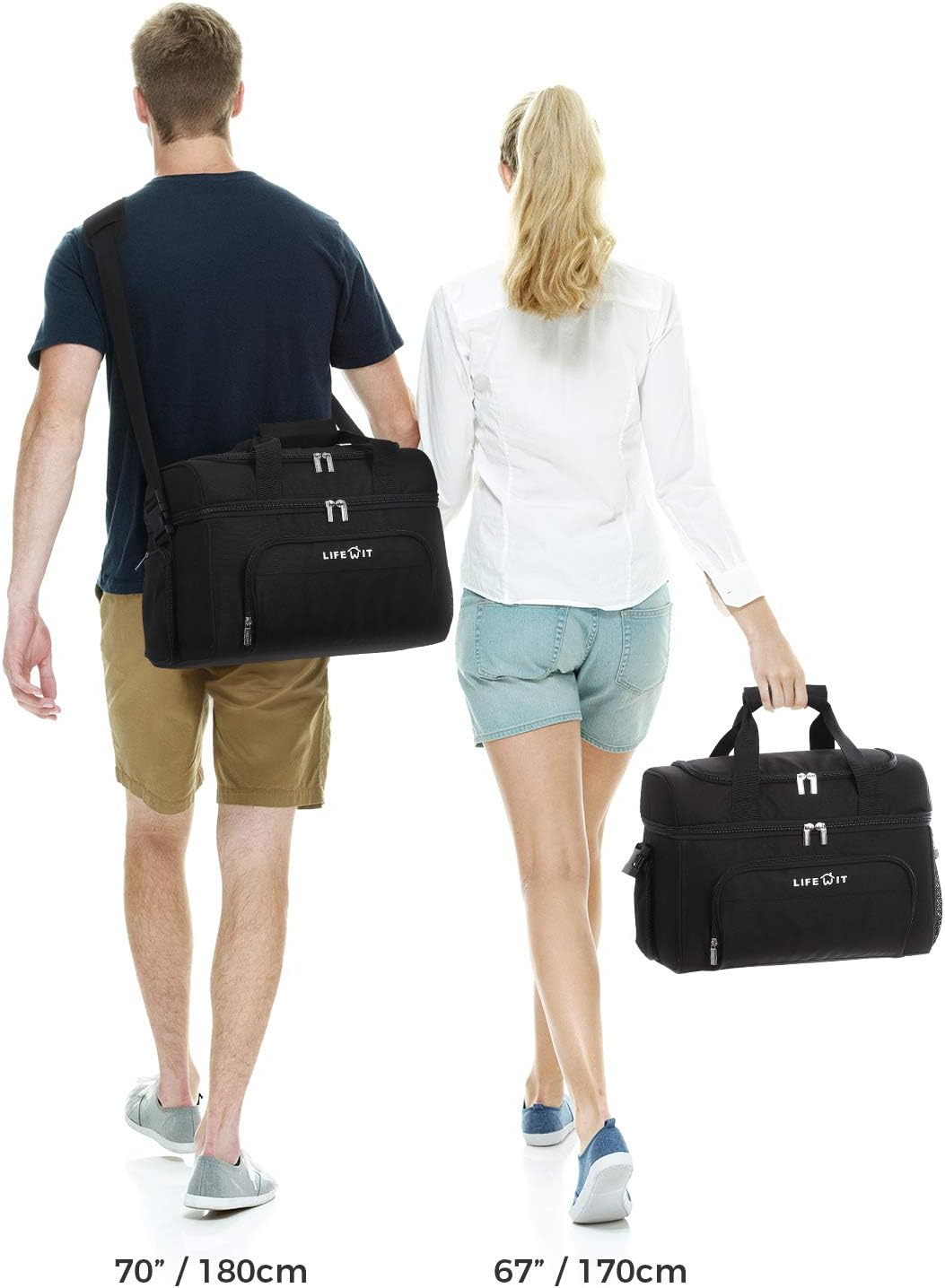 Lifewit Collapsible Cooler Bag 32-Can Insulated Leakproof Soft Cooler Portable Double Decker Cooler Tote for Trip/Picnic/Sports/Flight, Black : Sports & Outdoors
