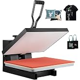 VEVOR Heat Press Machine 16" x 24" 1700W Power Clamshell Heat Press Black | Fast Even Heating, High Pressure, for T-Shirt, Digital Industrial Sublimation Printer for Heat Transfer Vinyl, Easy to Use