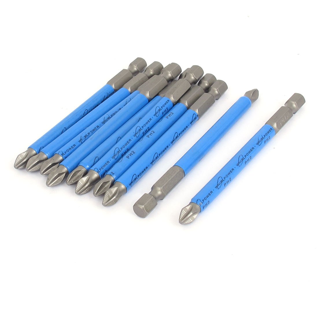 sourcing map 6mm S2 Steel Magnetic Hex Shank PH2 Phillips Screwdriver Bits 10 Pcs