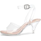 NBUUNBU Clear Heels For Women Ankle Strap Heels Sexy Transparent Platform Strappy Heel Sandals Open Toe Slingback Stiletto Comfy Dress Shoes High Pump Slip On Mules