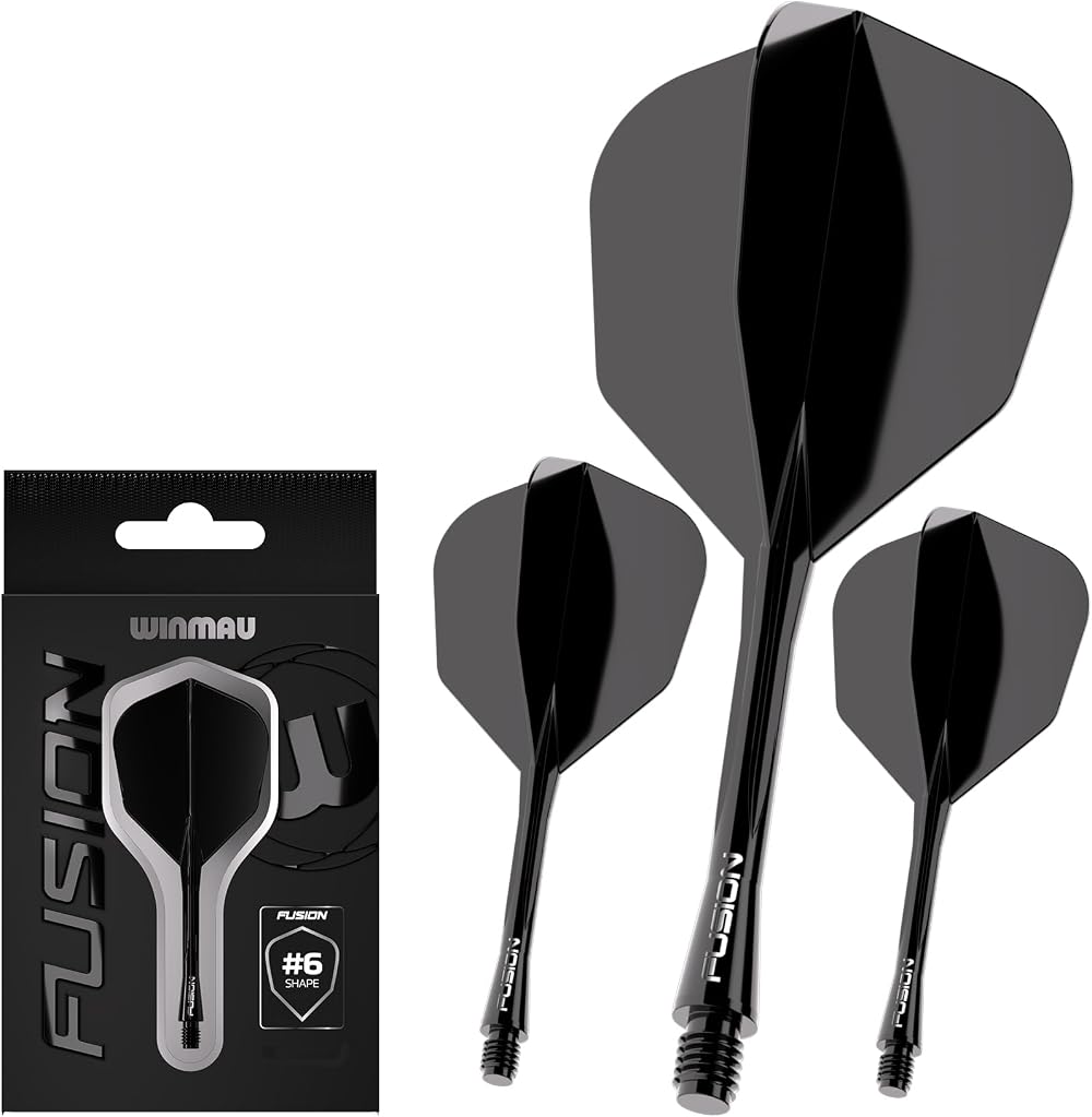 Winmau Fusion Integrated Flight & Shaft System No.6 Black Medium Length
