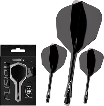 Winmau Fusion Integrated Flight & Shaft System No.6 Black Medium Length
