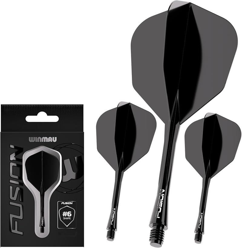 Winmau Fusion Integrated Flight & Shaft System No.6 Black Medium Length