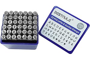BESTNULE 42PCS Metal Stamping Kit, Number and Letter Stamp Set (A-Z, 0-9 and&,Love Symbol), Industrial Grade Hardened Carbon Steel, Perfect for Imprinting Metal, Wood,Leather (1/8", 3MM)
