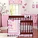 Brandream Butterfly Floral Crib Set Shabby Baby Bedding Pink Crib Bedding Set for Girls With Bumpers,Ideal Baby Shower Gift,7piece
