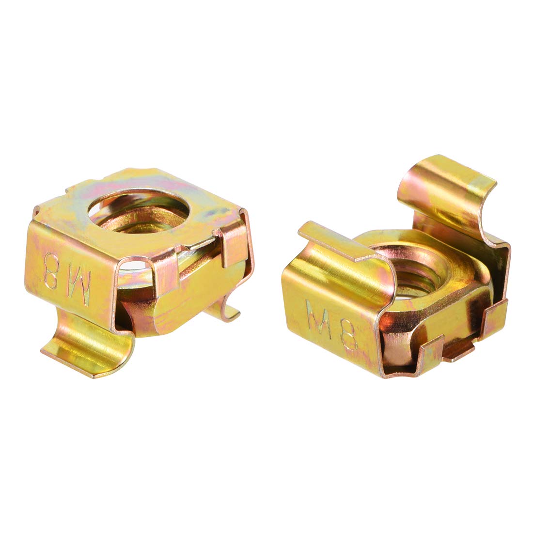 sourcing map M8 Cage Nuts for Server Rack Cabinet, Carbon Steel Yellow Zinc Plated, Pack of 20