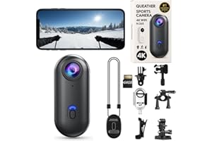 POV Thumb Body Camera 4K, Clip On 64GB Wearable Mini Action Camera Waterproof Hands-Free Video Recorder for Ski Cycling Runni