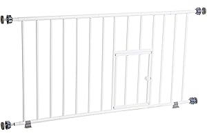 Carlson Pet Products MINI Expandable Extra Wide Pet Gate with Small Pet Door (916006), White, 18-31 inches
