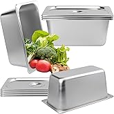 Biugaaufai 5 Pack 1/3 Size Stainless Steel Steam Hotel Pan with Lid, 6 Inch Deep Anti-Jamming Steam Table Pan, Professional Grade, Hotel Steam Pans for Catering, Restaurant, Home Kitchen & Dining