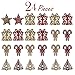 Valery Madelyn 24ct 10-13cm Red and Gold Sparkling Essential Christmas Ornaments Set Glittery Christmas Decoration-Tree, Snowflake, Candy Cane and Gift Box,24 Pcs Metal Hooks Included