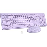 Wireless Keyboard and Mouse Combo - Rii Standard Office PC Keyboard and Optical Wireless Mice (Purple)