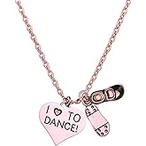 Sportybella Tap Dance Necklace – Rose Gold Heart Pendant with Tap Shoe Charm, Jewelry Gift for Recitals, Teams, Teachers & Dancers