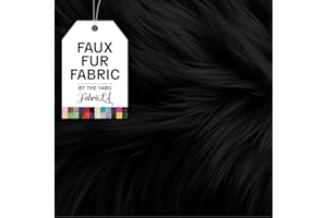 FABRICLA Faux Fur Fabric by The Yard - Artificial Craft Fur - 18" X 60" Inch Wide - Fur Fabric for Craft Supply, DIY Furry Plush Projects, Sewing, Material, Decoration, Upholstery, Black, Half Yard