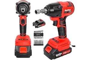 21V Cordless Impact Wrench,450 N.m High Torque Brushless Impact Gun with 1.5Ah Lithium Battery,14 Impact Sockets Set,12 Screw