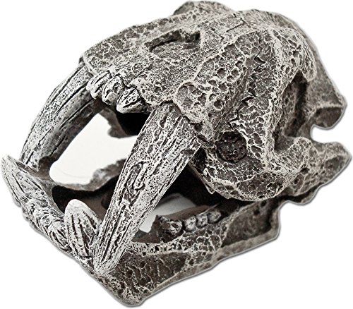 Blue Ribbon Mini Saber Tooth Skull Aquarium Ornament