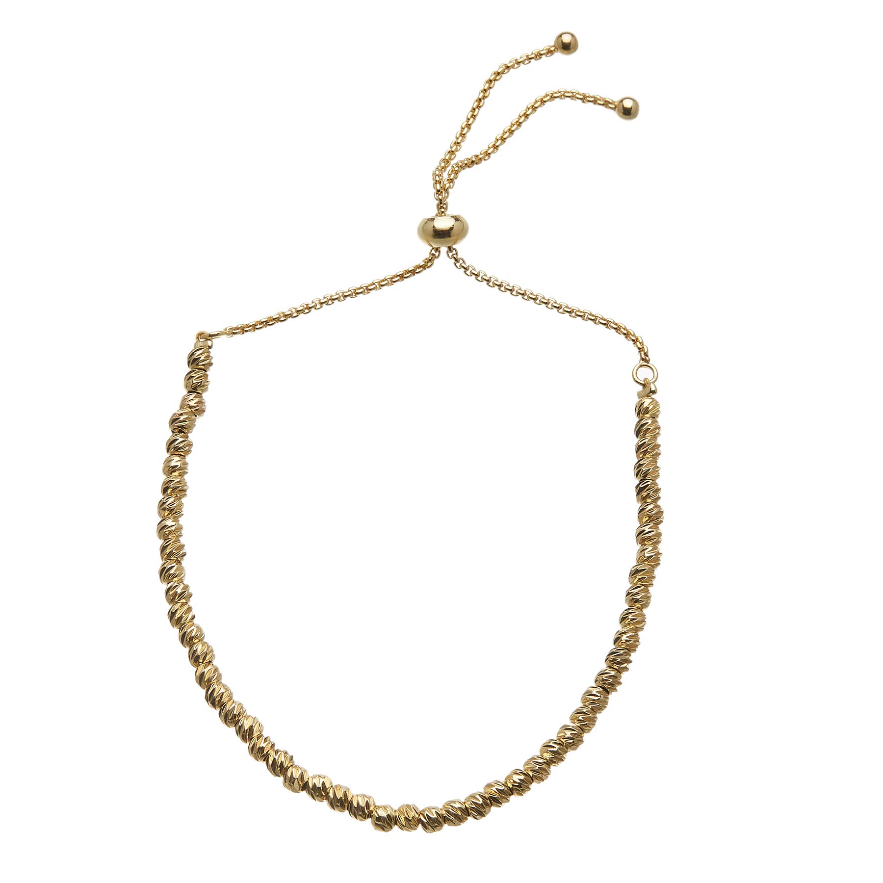 Bello London Gold plated Bracelet with adjustable sliding clasp and gold plated beads - Rosey G