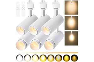 EAGLOD Zoomable 10W Track Light Heads,H Track Lighting Head with Remote,Stepless Dimming Bright LED Track Heads 2700K-6500K Adjustable,15°~60° Beam Angle for Home,Commercial,Artwork (White, 6Pack)