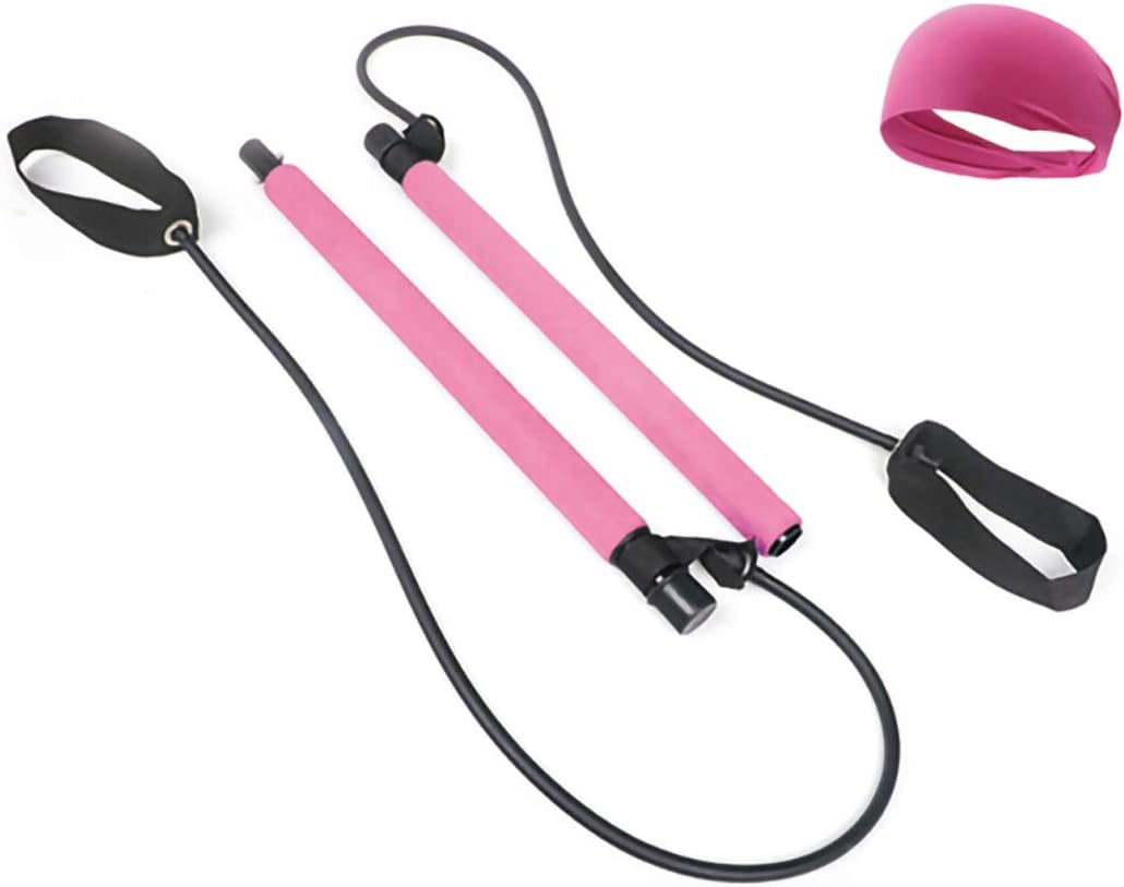 TTCB Portable Yoga Pilates Bar Kit, Pilates Equipment with Resistance Band Bar for Total Body Workout, Yoga, Fitness, Stretch, Resistance Workout at Home Exercise Equipment