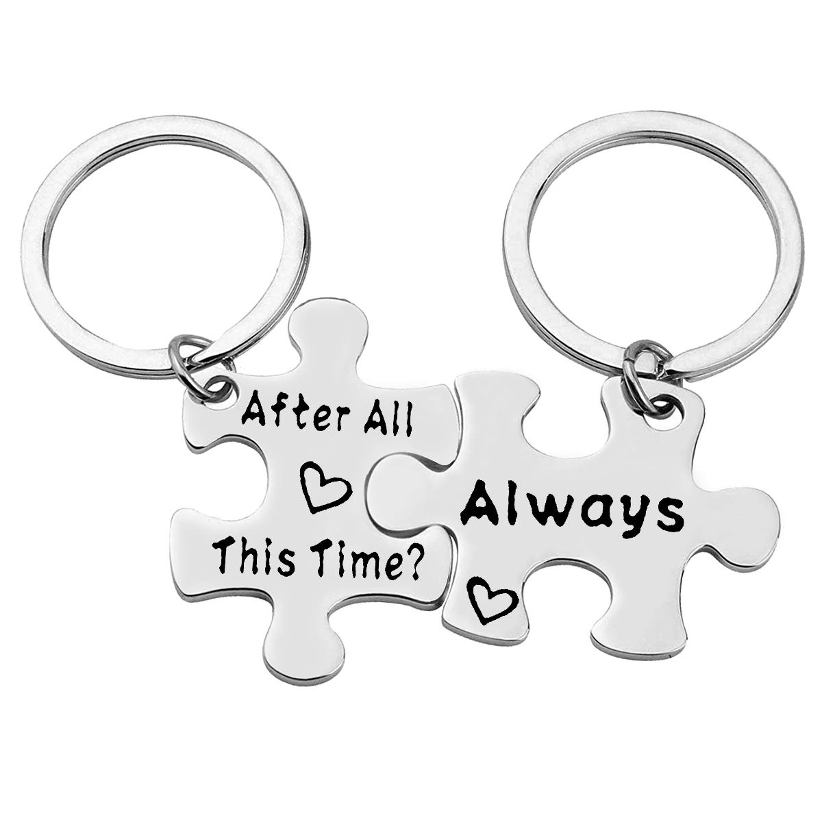 Couples Keyring Gifts for Boyfriend Girlfriend Couples Puzzle Keychain After All This Time Always Keyring Frienship Gifts BFF Keyring Wedding Valentine's Gift Birthday Christmas Gifts for Him Her